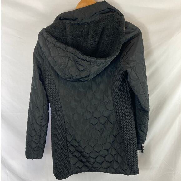 BCBGeneration Black Quilted Long Hooded Coat Size Small - Picture 8 of 10